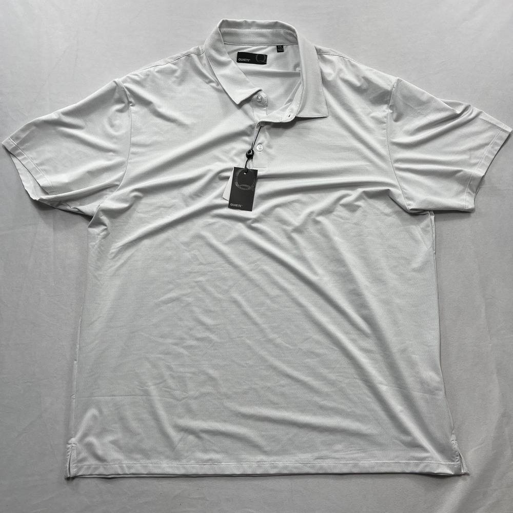 Quieti Polo Shirt Performance Stretch Micro Dot White Grey Mens XXL NWT